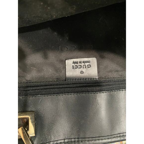 Vintage 00's Gucci Black Monogram Canvas Tote Bucket Shopping Bag - Picture 8 of 10